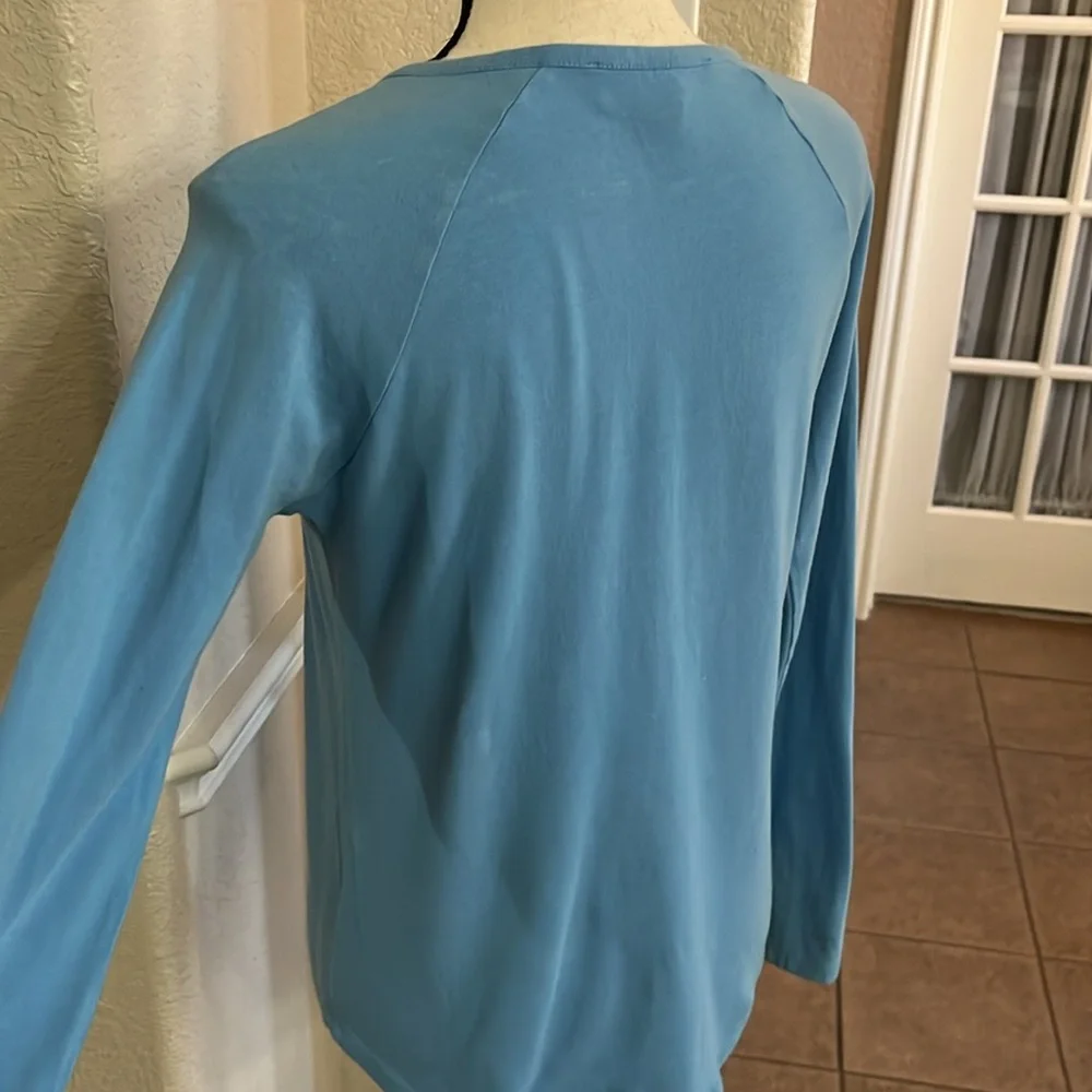 Michael Kors blue long sleeve top blouse Size M